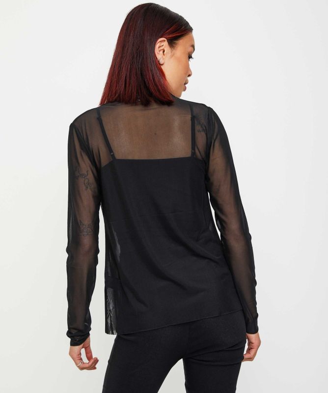 Bize Tulle Turtleneck Blouse