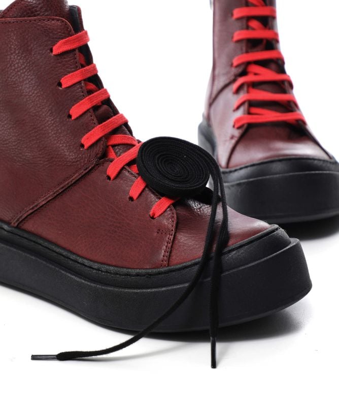 Lofina Leather Lace-Up Ankle Boots
