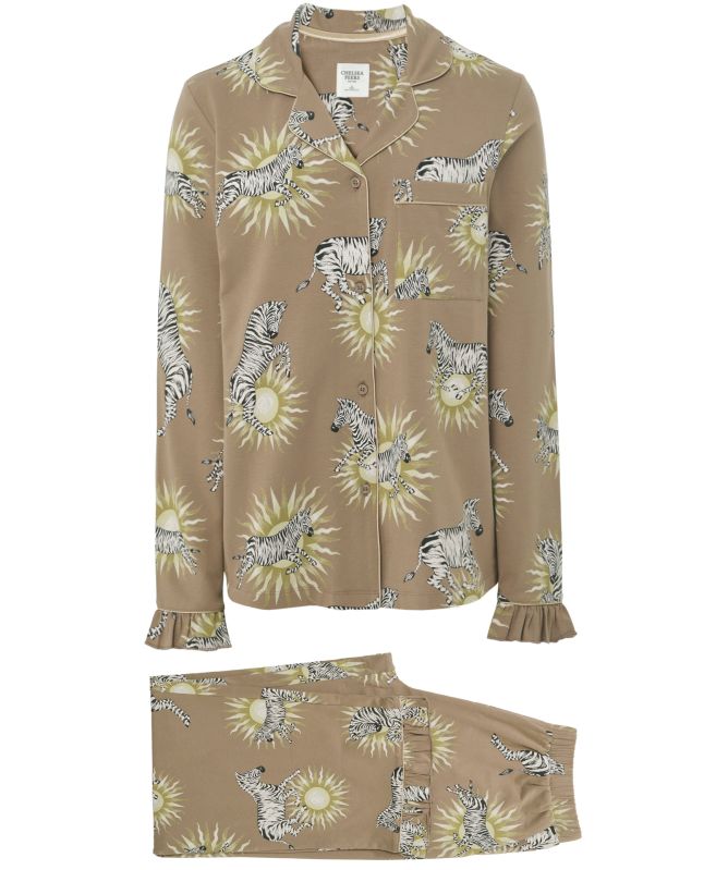 Chelsea Peers Celestial Zebra Frill Long Pyjama Set