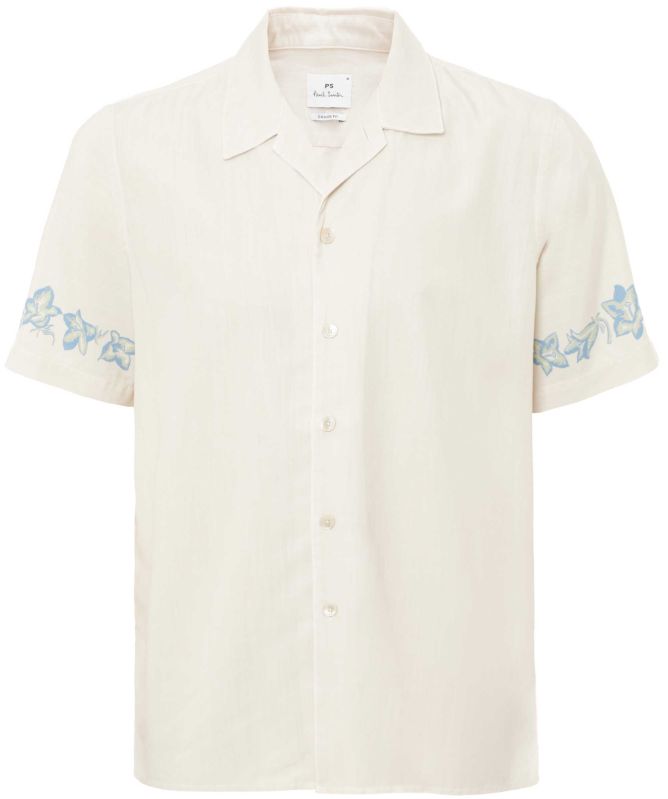 Paul Smith Lyocell Cotton Floral Trim Shirt