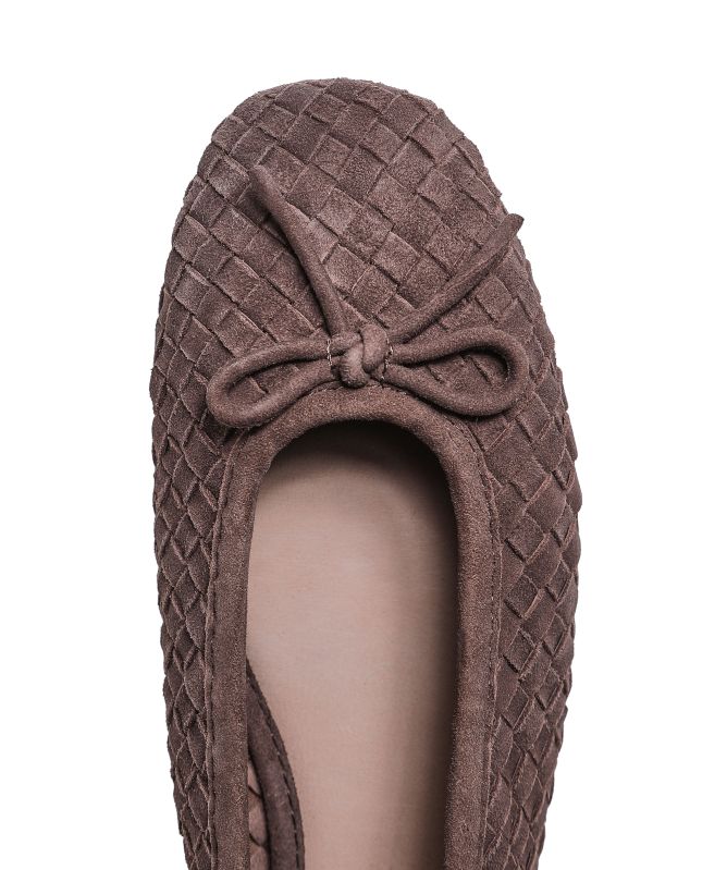 INUOVO Lattice Suede Ballet Flats