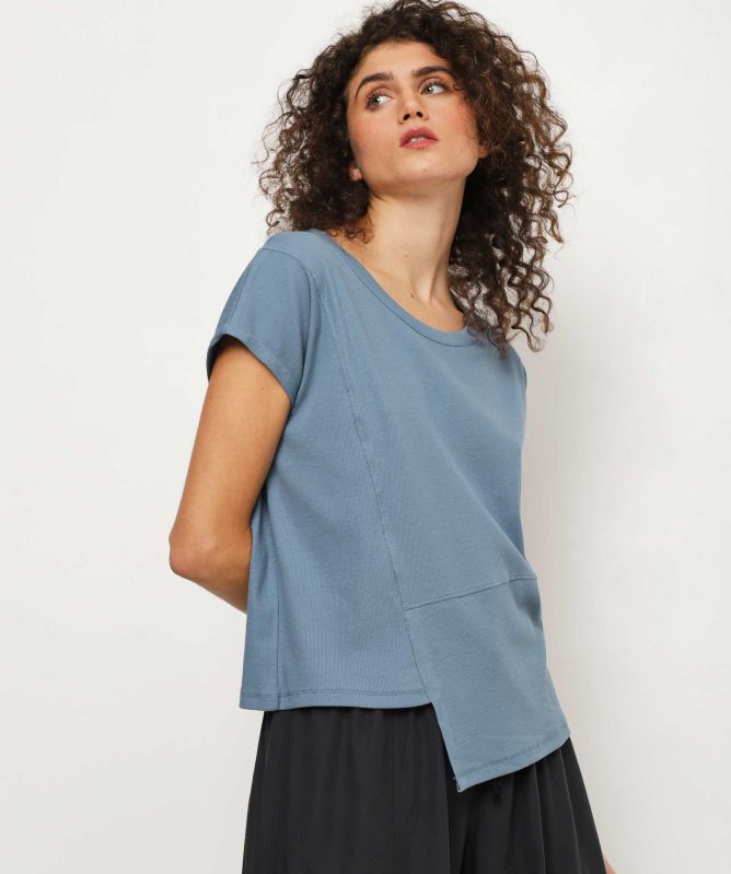 Lurdes Bergada Cotton Ribbed Asymmetrical T-Shirt