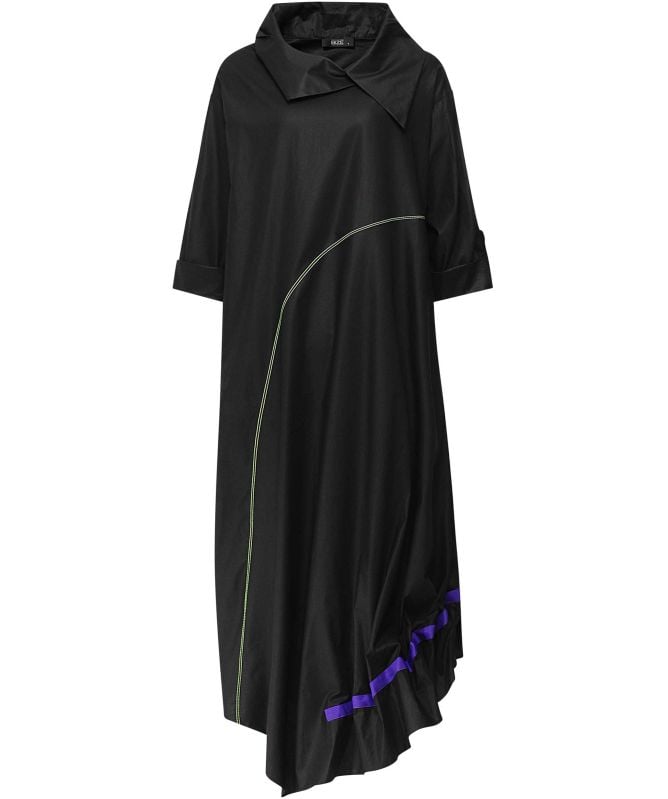 Bize Ruched Asymmetric Collar Dress