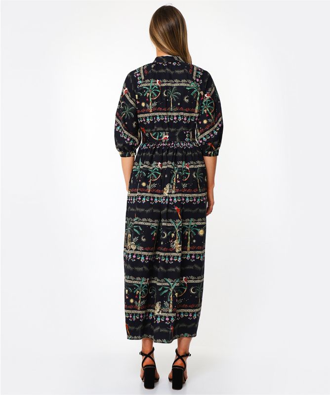 Hayley Menzies Midnight Safari Organic Cotton Midi Shirt Dress