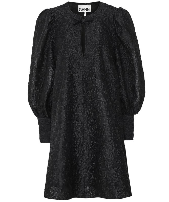 GANNI Jacquard Puff Sleeve Mini Dress