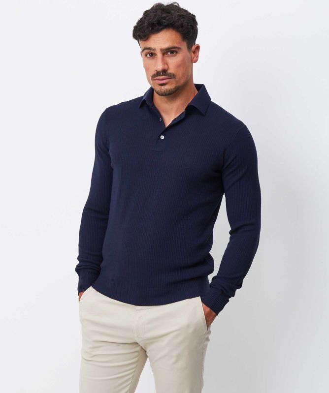 Filippo De Laurentiis Merino Herringbone Polo