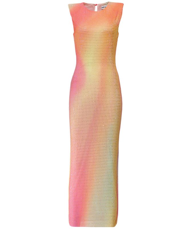 Self-Portrait Printed Mesh Rhinestone Midi Dress | Jules B