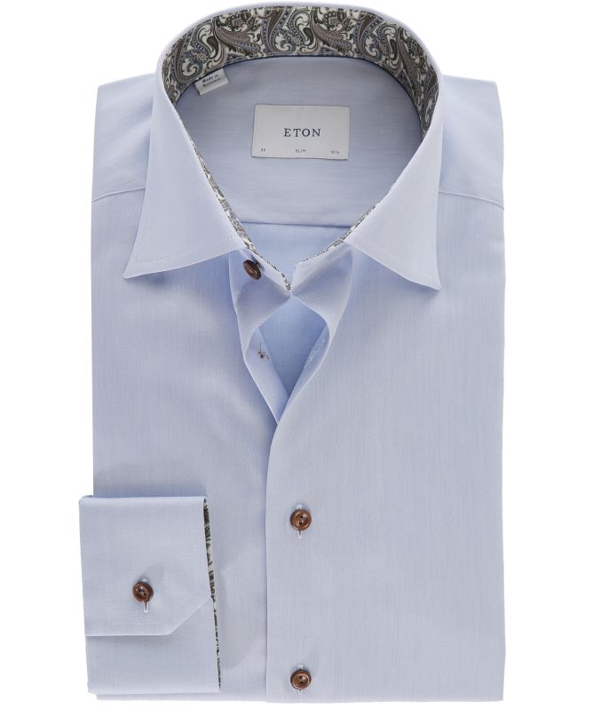 Eton Paisley Trim Slim Fit Shirt