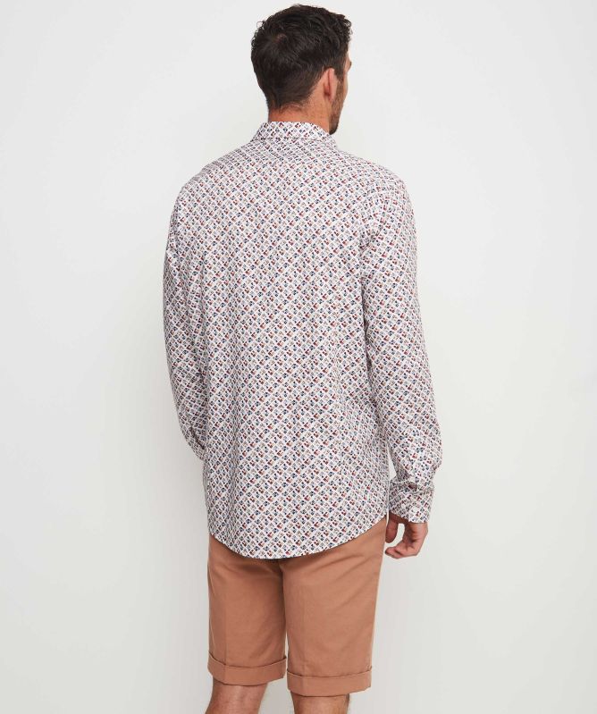 Guide London Slim Fit Sateen Geo Shirt