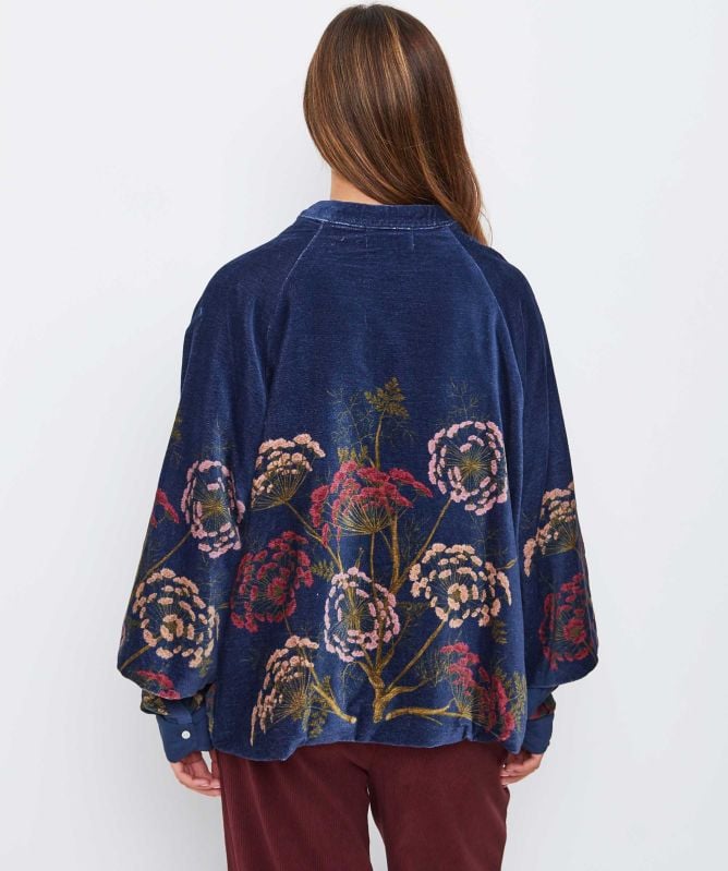 One Hundred Stars Parsley Seed Navy Velvet Jacket