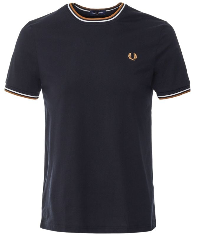 Tシャツ・カットソー FRED PERRY Men T-shirt Black 4 M1588 Y60 Fred Perry - Twin Tipped T-Shirt M1588 black/burnt red Y42