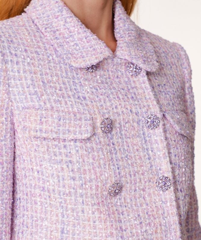 ジャケット Self Portrait Boucle Fabric Blazer With Jewel Buttons Blue Boucle Blazer – self-portrait-US