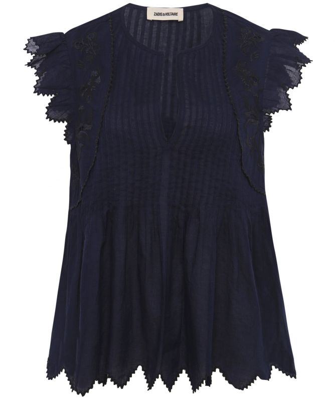 Zadig and Voltaire Tiara Voile Embroidered Top