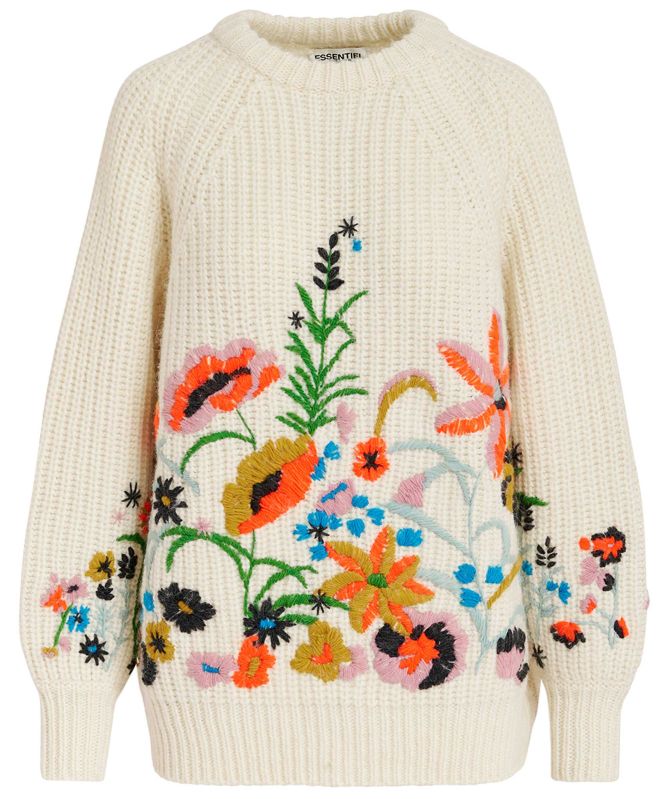 Essentiel Antwerp Embroidered Floral Glossy Jumper