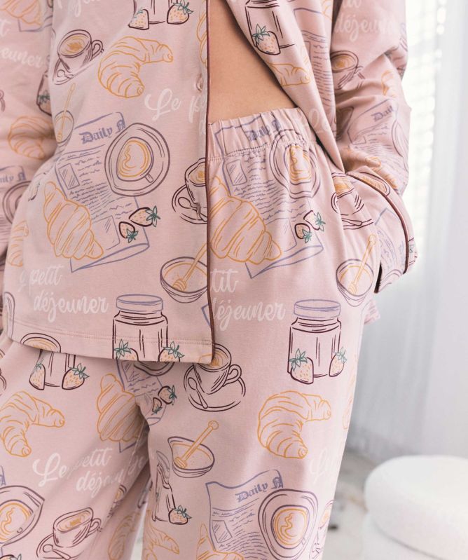 Chelsea Peers Breakfast Print Long Pyjamas