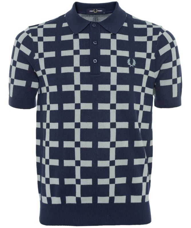 Fred Perry Geometric Jacquard Knit Polo Shirt