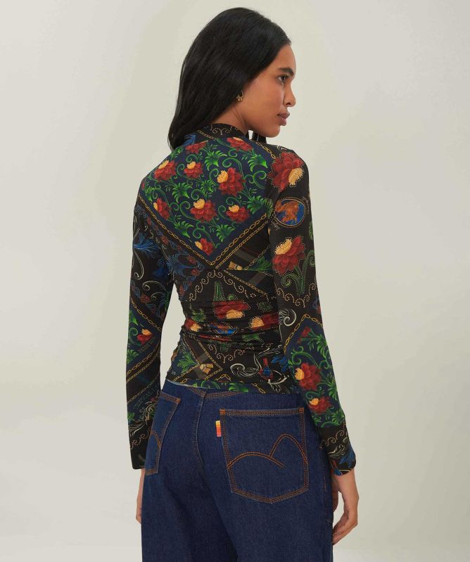 FARM Rio Arabesque Scarves Jersey Blouse