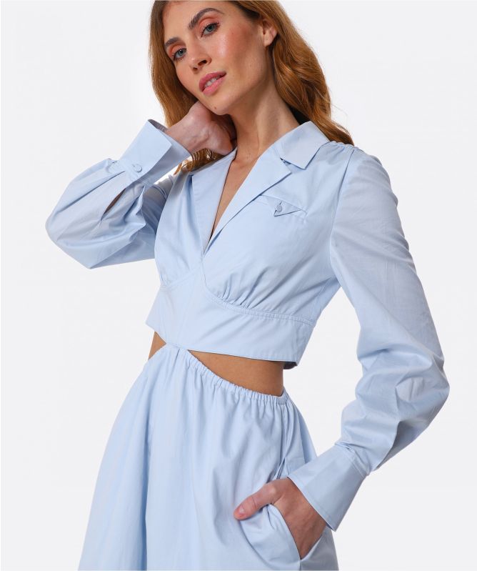 Self-Portrait Blue Cotton Cut Out Midi Dress | Jules B