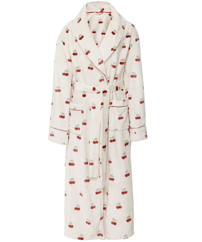 Chelsea Peers Fleece Cherry Print Long Robe