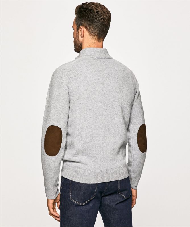 Hackett Lambswool Half-Zip Patch Sweater