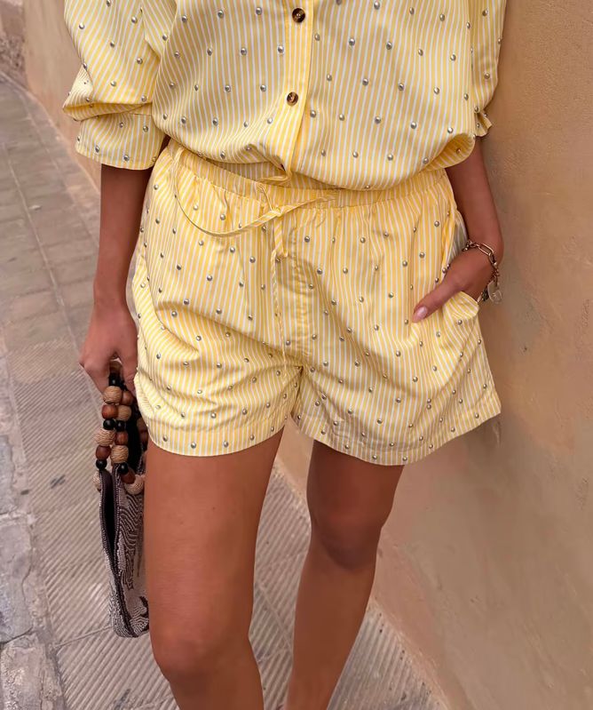 Never Fully Dressed Lemon Pinstripe Ellie Shorts