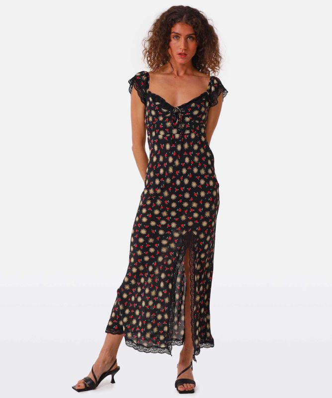 RIXO Amala Silk Sun Petal Maxi Dress