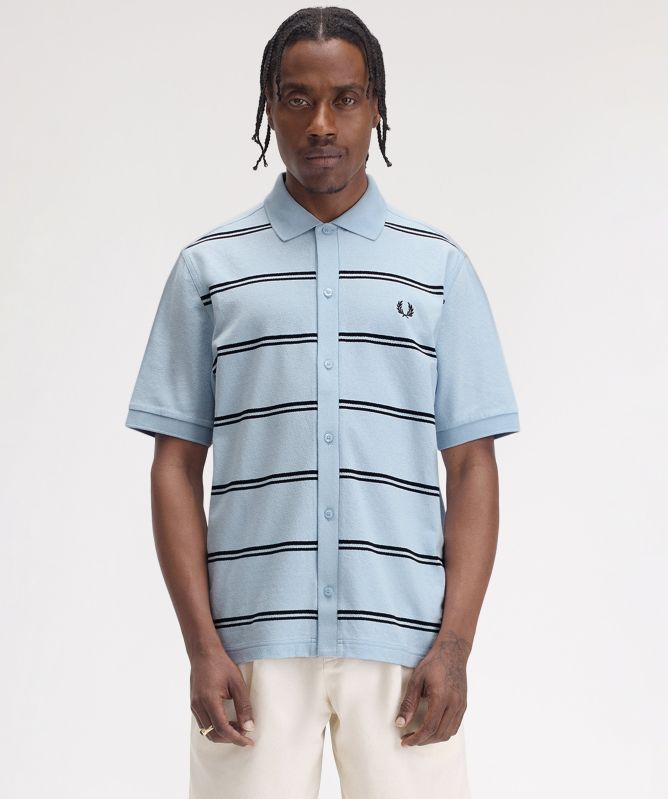 Fred Perry Striped Button Polo Shirt