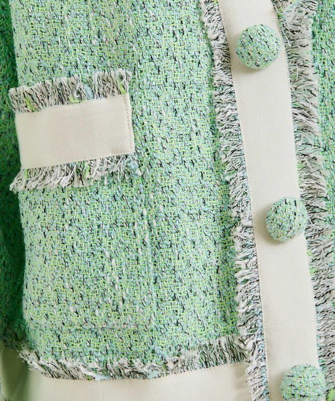 Essentiel Antwerp Hoola Cropped Fringed Tweed Cardigan