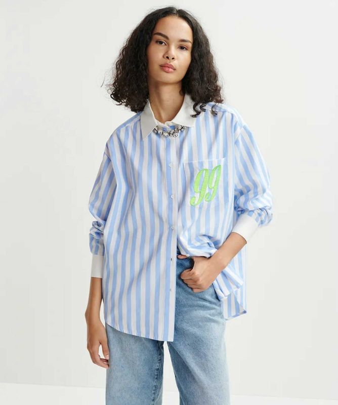 Essentiel Antwerp Halibut Embroidered Striped Shirt