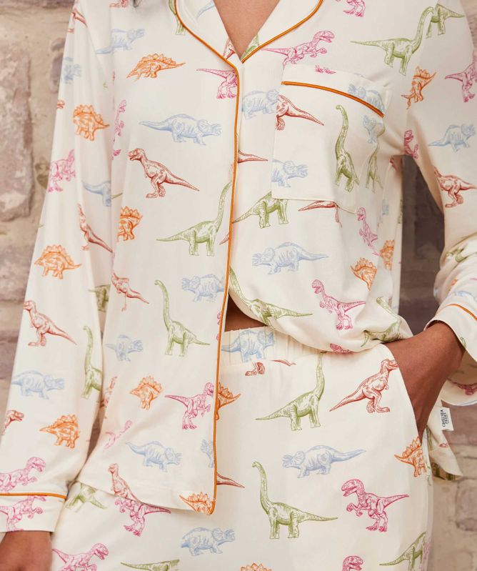 Chelsea Peers Dinosaur Print Long Pyjama Set