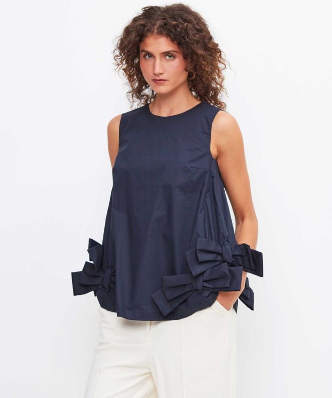 MEIMEIJ Navy Multi Bow Top