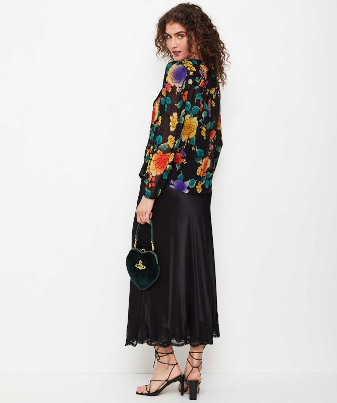 RIXO Crystal Lace-Hem Midi Skirt