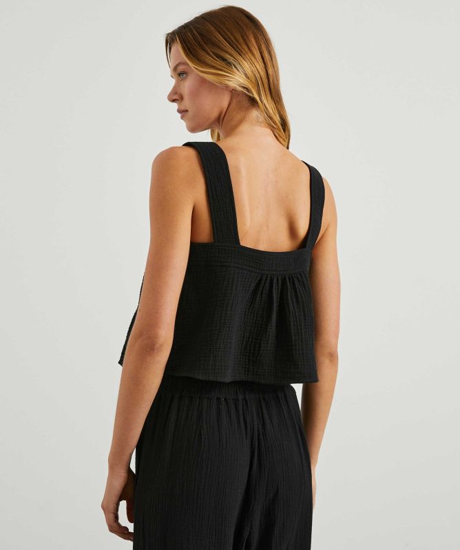 Rails Enya Black Gauze Top