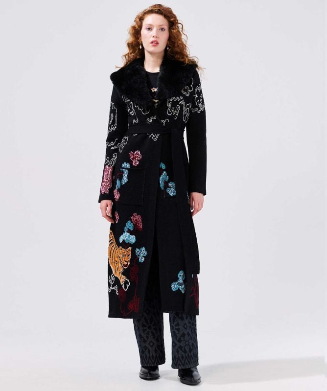 Hayley Menzies Courageous Tiger Merino Long Cardigan