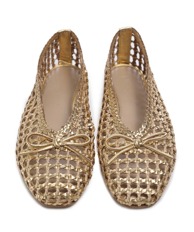 INUOVO Raffia Leather Ballet Flats
