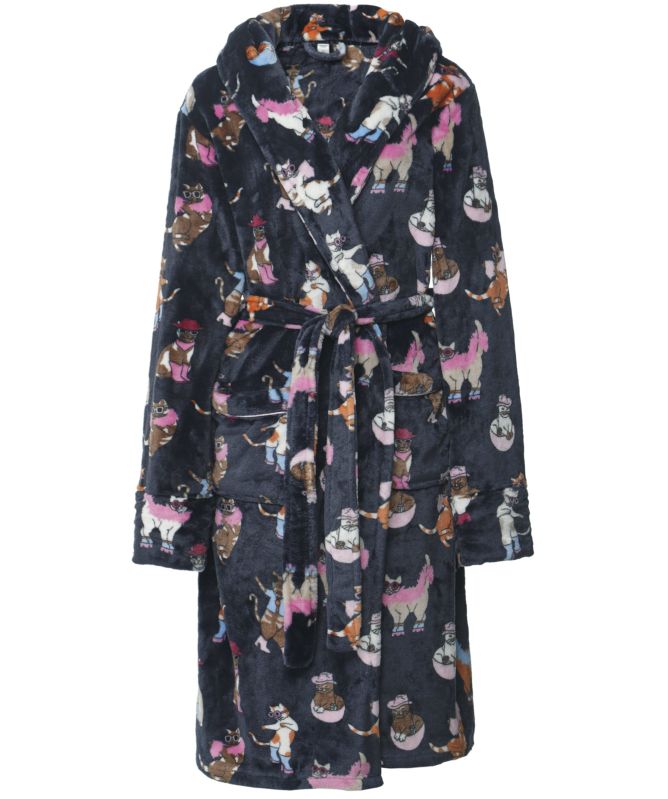 Chelsea Peers Fleece Disco Cats Print Dressing Gown