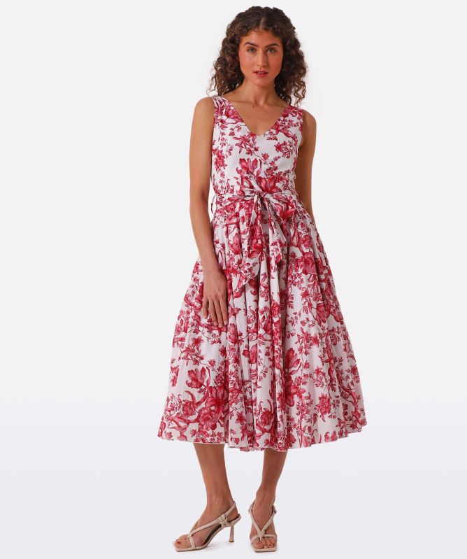knee length dresses for ladies Elegant Black Floral Midi Dress main image 1