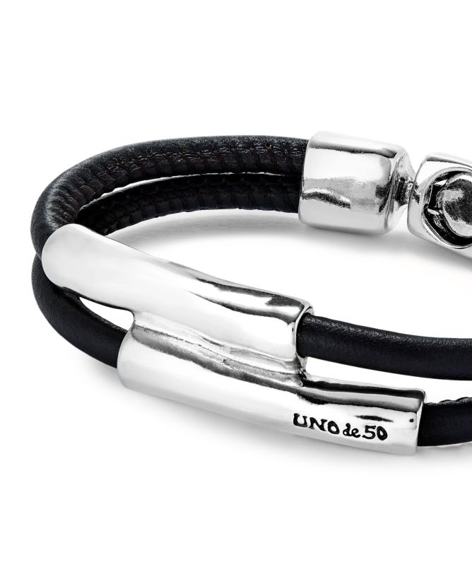 UNOde50 Two Strand Leather Clasp Bracelet