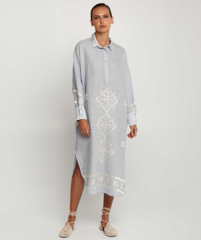 Greek Archaic Kori Lefkada Long Shirt Dress