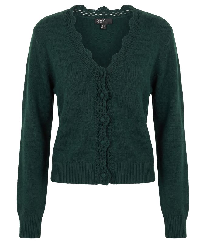 Nobody's Child Wool Blend Crochet Trim Elodie Cardigan