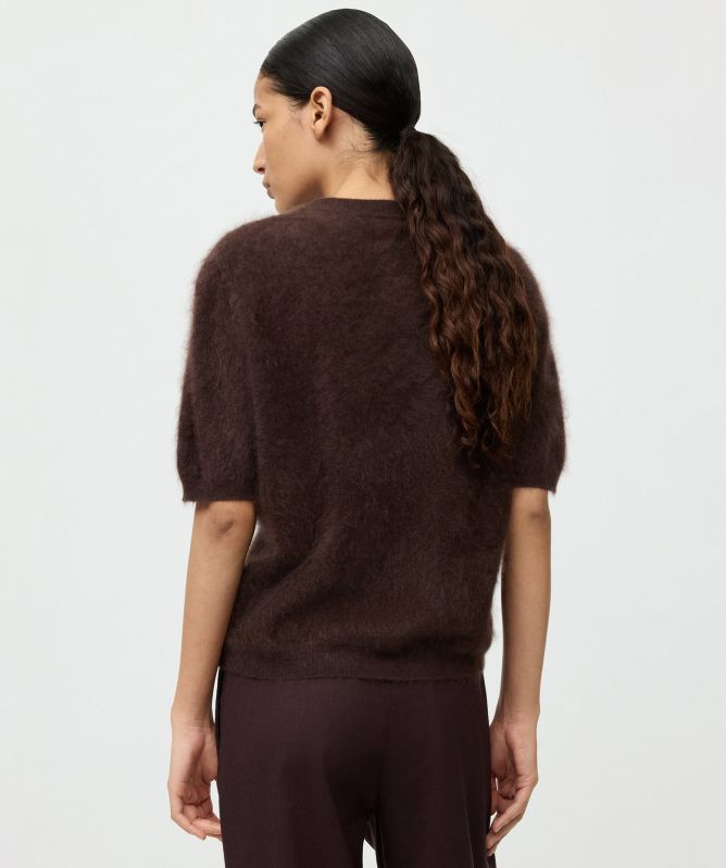 Soft Goat Brushed Short Sleeve Cashmere Sweater