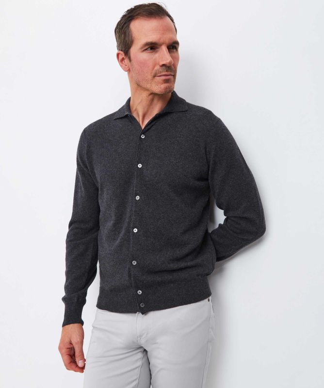 Filippo De Laurentiis Wool Cashmere Polo Cardigan