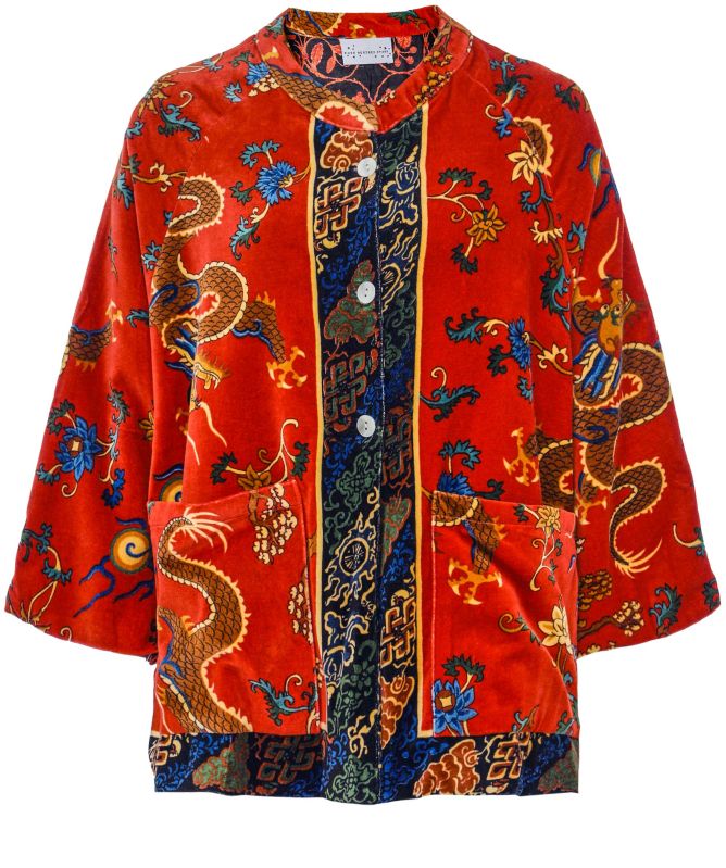 One Hundred Stars Dragon Rust Velvet Jacket