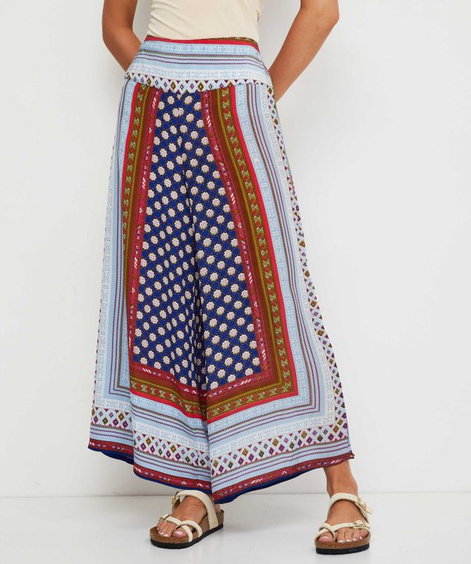 One Hundred Stars Moorish Indigo Crepe Palazzo Trousers