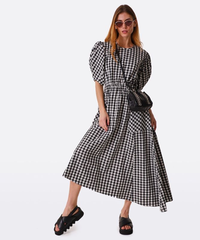 Aligne Harlin Puff Sleeve Gingham Dress