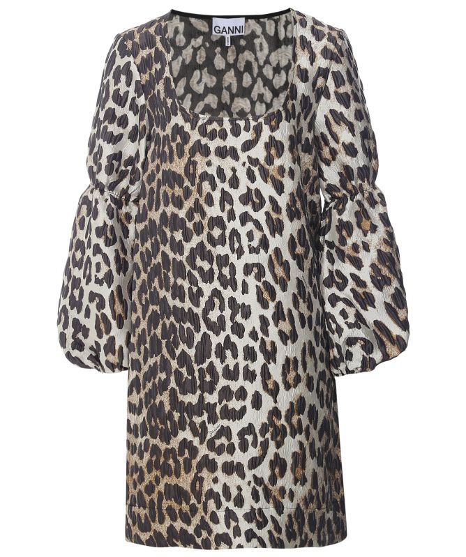 GANNI 3D Leopard Jacquard Mini Dress | Jules B