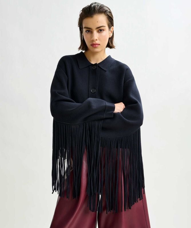 Essentiel Antwerp Istern Knitted Fringe Detail Jacket
