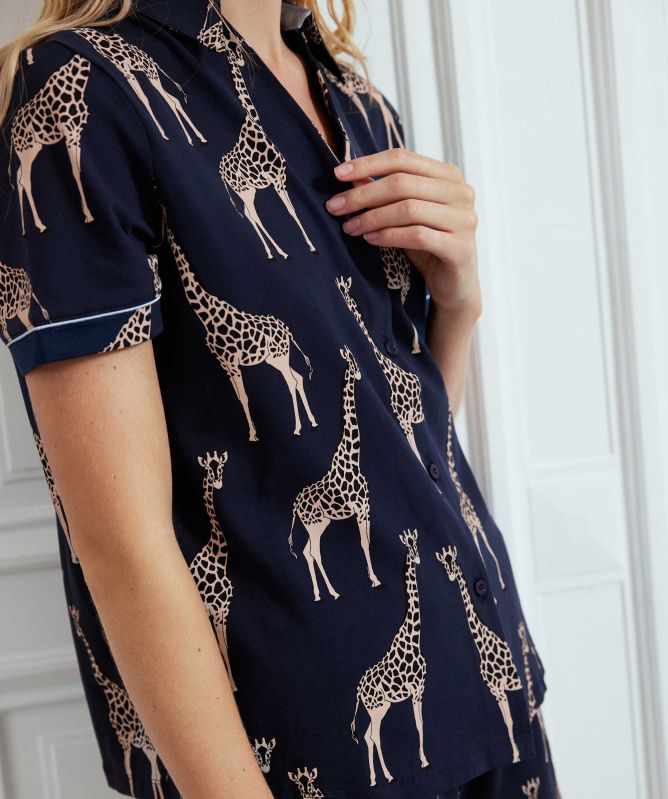 Chelsea Peers Giraffe Print Short Pyjama Set