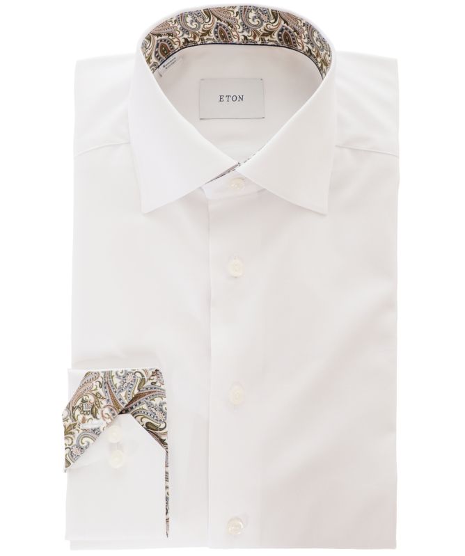 Eton Paisley Trim Twill Slim Fit Shirt