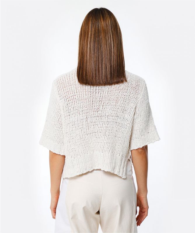 Lurdes Bergada Rustic Cropped Cotton Sweater